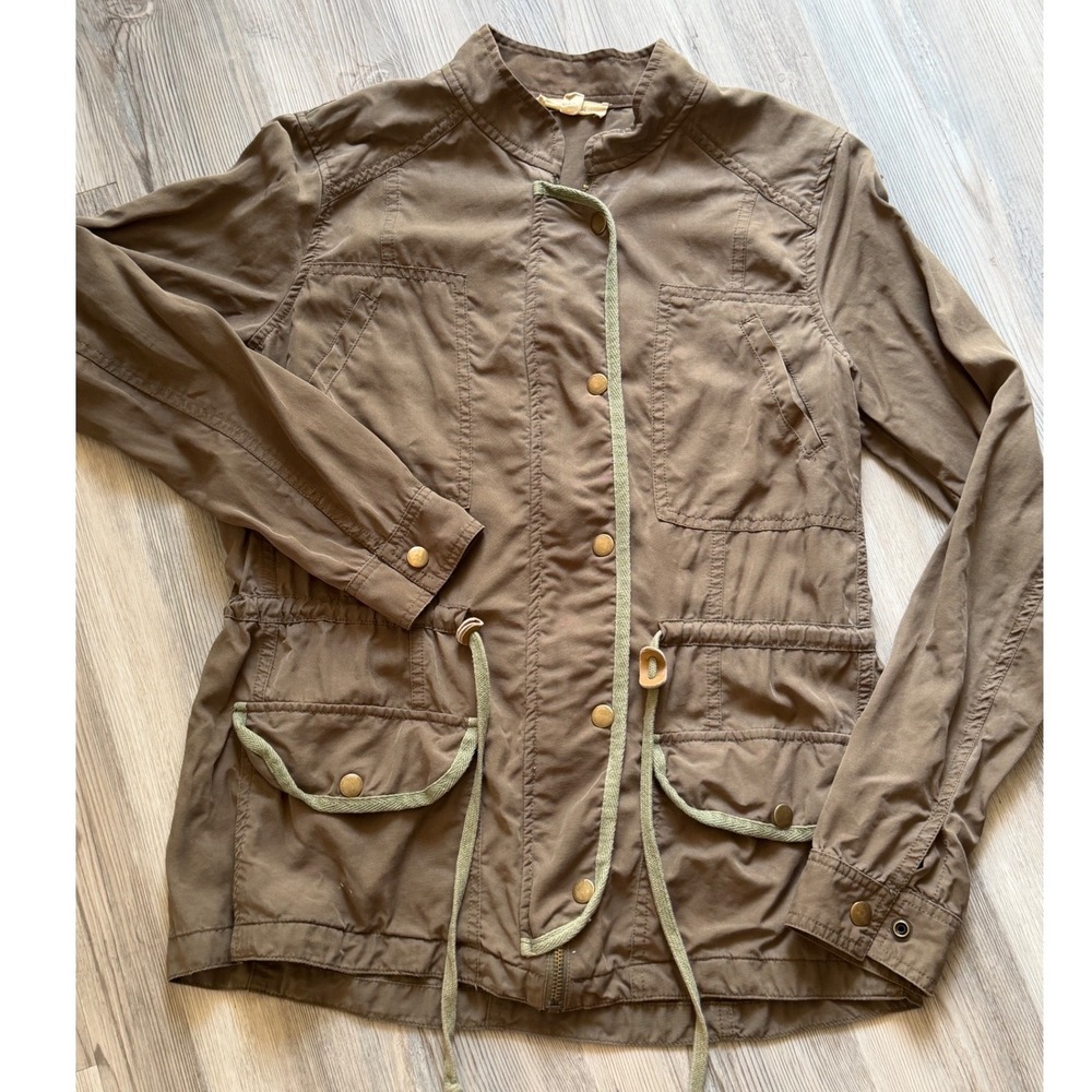 Illa Illa Womens Brown Utility Anorak Jacket Drawstring Waist Size M Gorpcore